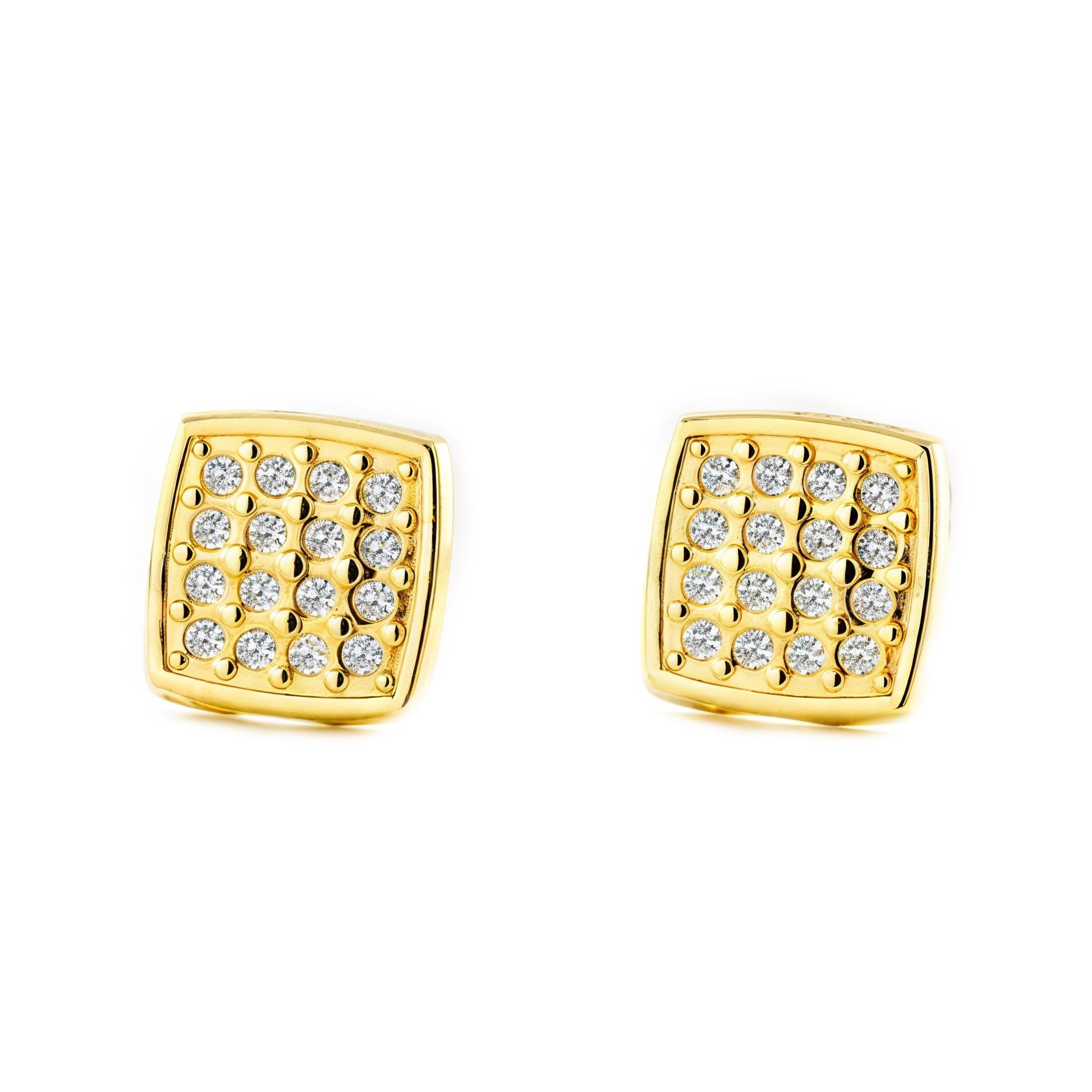 Pendientes Mujer-Niña Oro Amarillo 9K Cuadrado Circonita Brillo