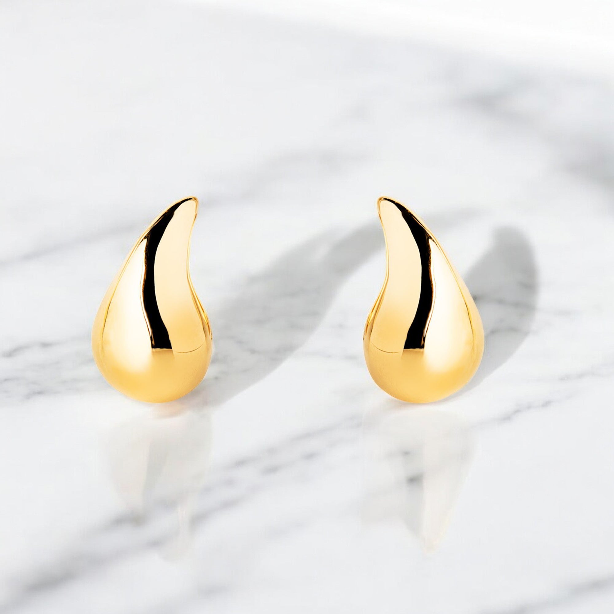 Pendientes Mujer Oro Amarillo 9K Liso Gota Brillo