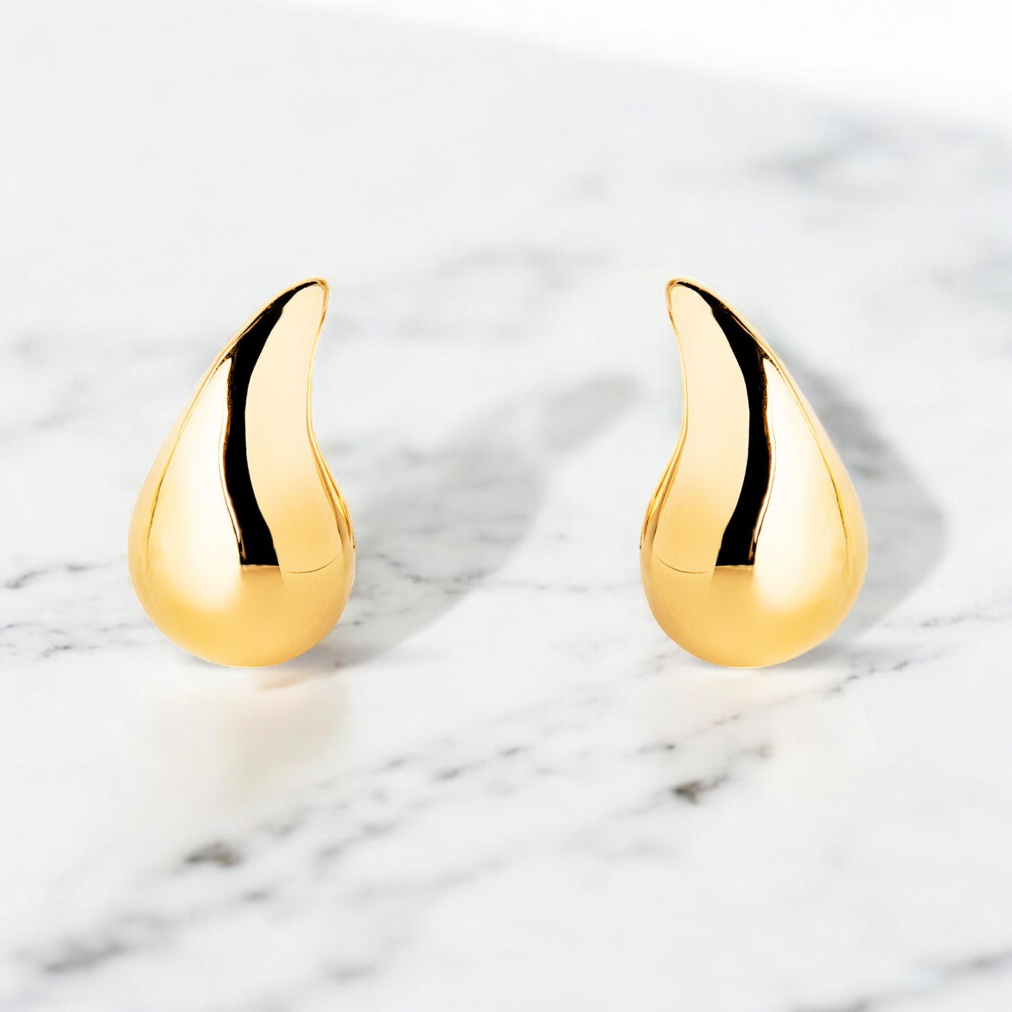 Pendientes Mujer Oro Amarillo 9K Liso Gota Brillo