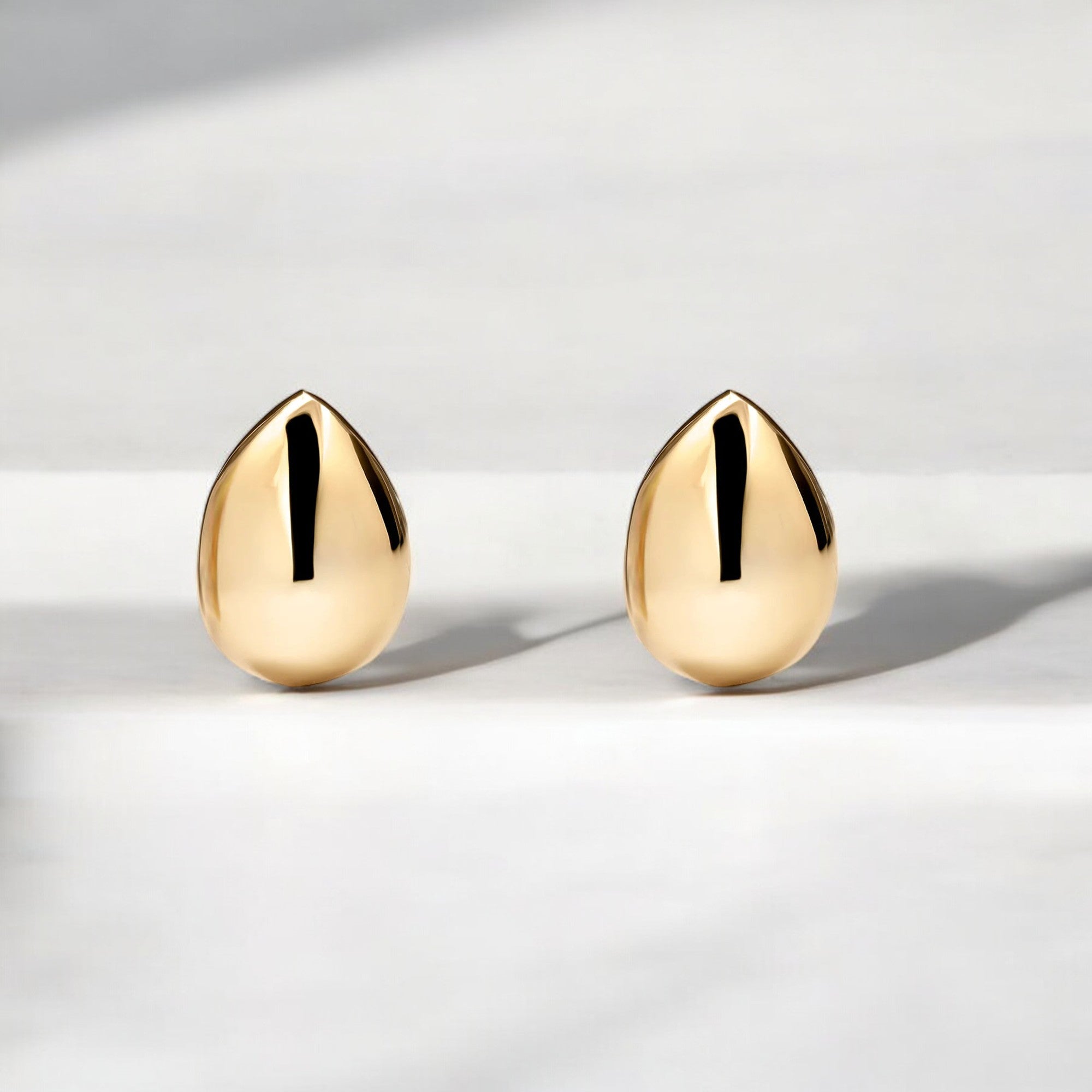Pendientes Mujer-Niña Oro Amarillo 9K Liso Lagrima Brillo