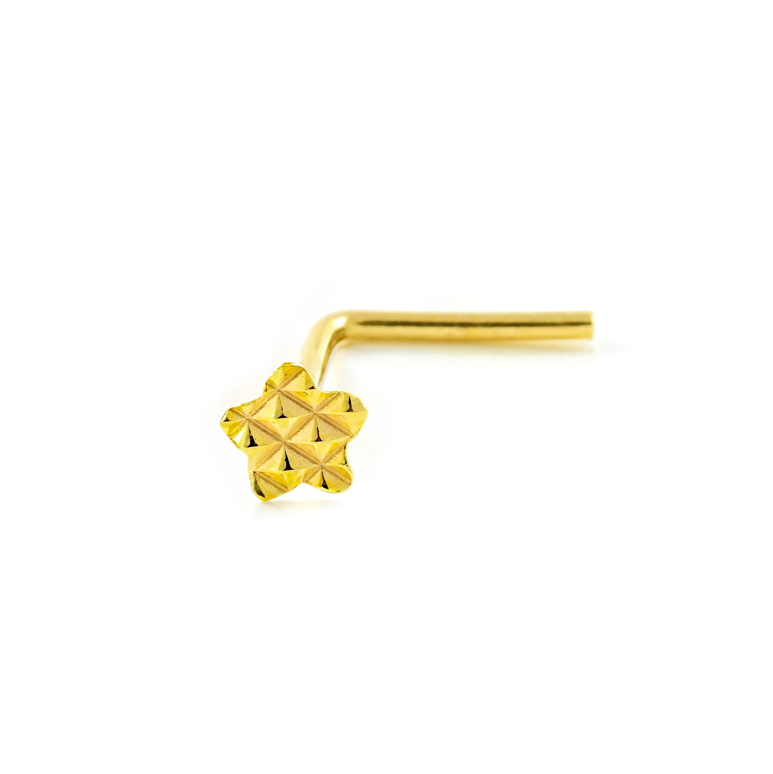 Piercing Oro Amarillo 9K Nariz Estrella Tallado