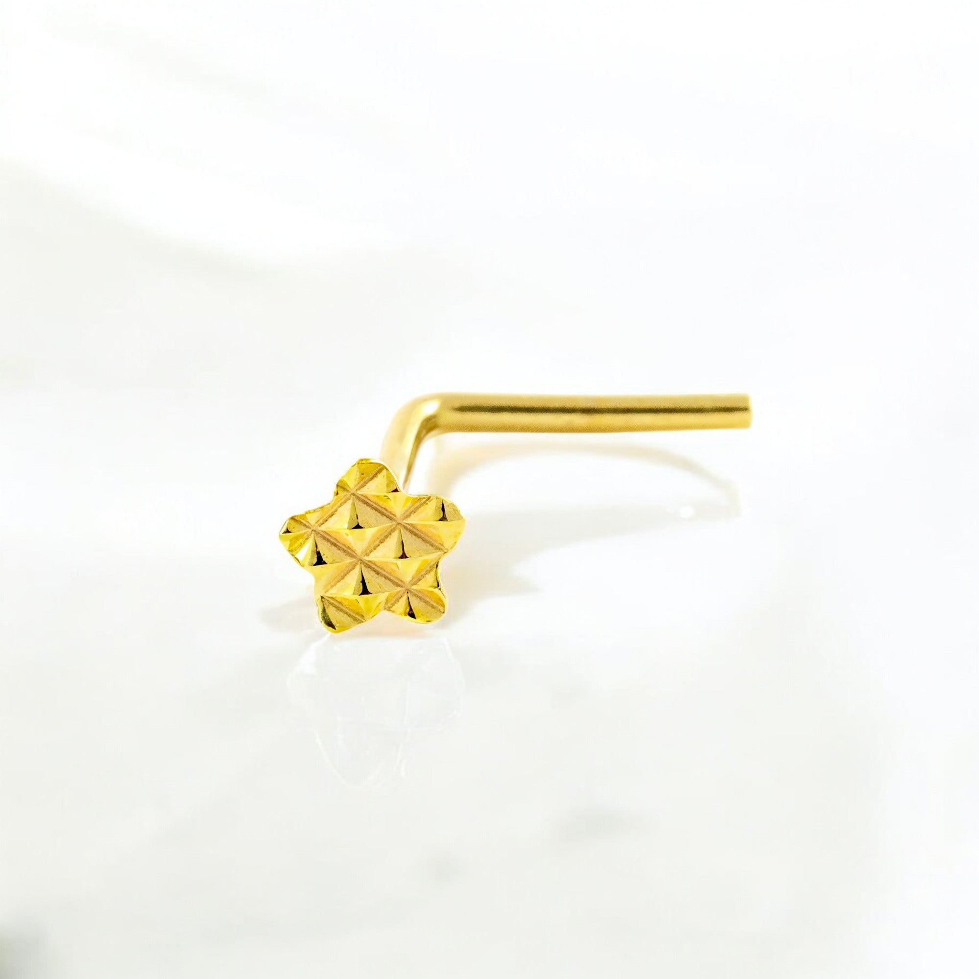 Piercing Oro Amarillo 9K Nariz Estrella Tallado