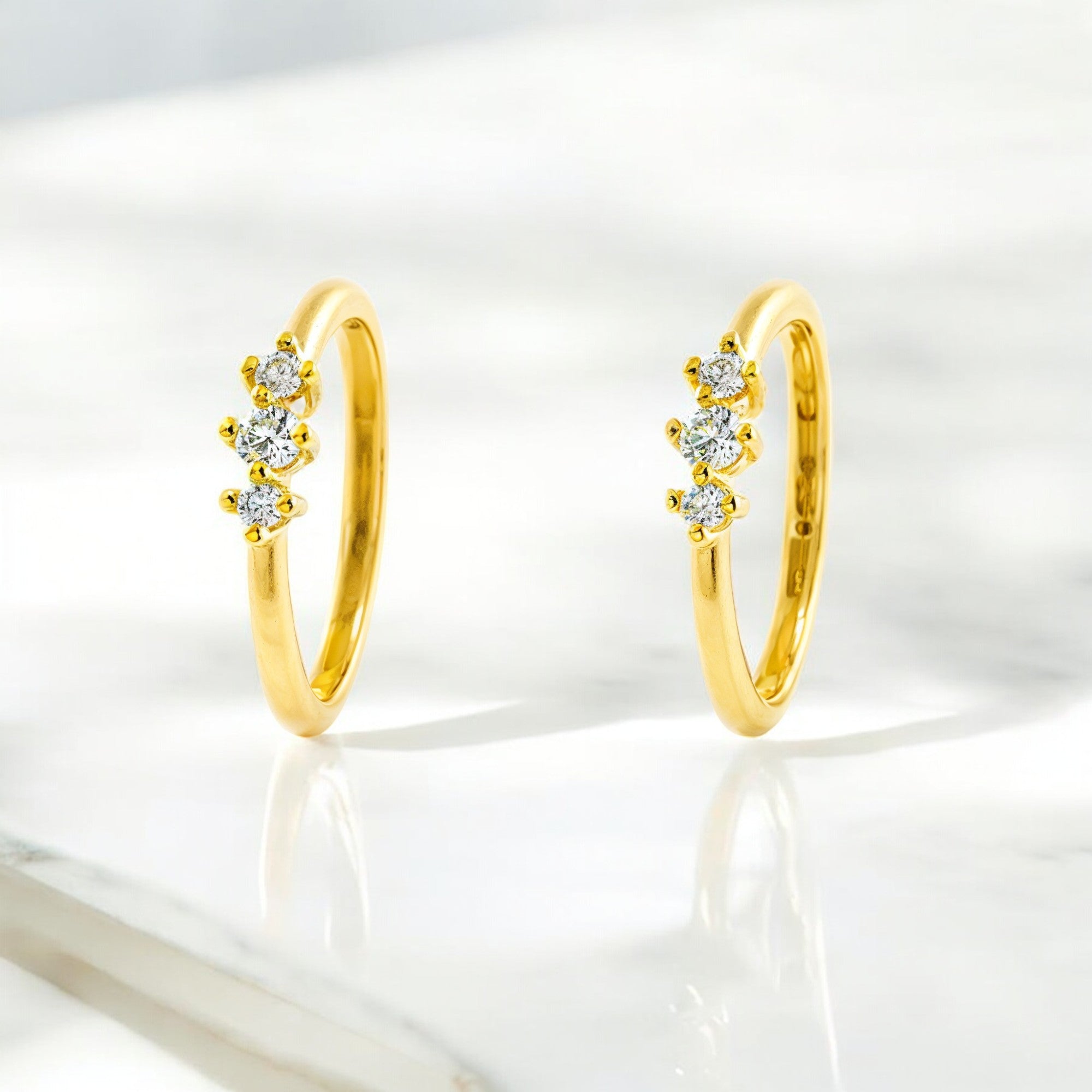 Pendientes Oro Amarillo 9K Aros Redondo Circonita Brillo 12 x 2,5 mm